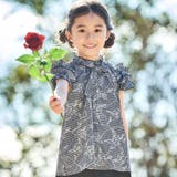 ブラック系 | 【お揃い】先染めチェックローズプリントフリルブラウス(90~160cm) | BeBe