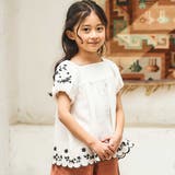ホワイト | フラワー刺しゅうダブルガーゼバルーン袖ブラウス(90~150cm) | BeBe