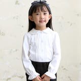 ホワイト | 花レース丸襟フロントタックスムース長袖ブラウス(90~140cm) | BeBe