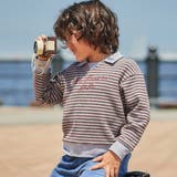 【お揃い】ボーダーリブZIPカラー長袖プルオーバー(90~160cm) | BeBe | 詳細画像1 