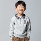 裏起毛チェック切り替えハーフジップトレーナー(90~150cm) | BeBe | 詳細画像3