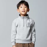 グレー | 裏起毛チェック切り替えハーフジップトレーナー(90~150cm) | BeBe