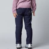 ネイビー | デニムムートン裏ファーリボンポイントスリムロングパンツ(80~160cm) | BeBe