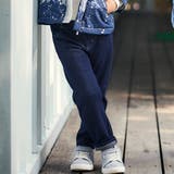 ネイビー | デニムムートン裏ファーストレートロングパンツ(80~160cm) | BeBe