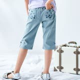 ブルー | フラワー刺しゅうポケットストレッチウェザーカプリパンツ(90~160cm) | BeBe