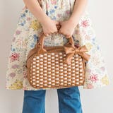 レザー調編み込みリボンチャーム付きミニボストン | BeBe | 詳細画像1 