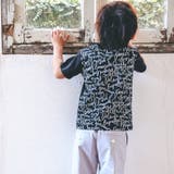 【お揃い】手書き風ロゴ総柄切り替えポンチTシャツ(80~150cm) | BeBe | 詳細画像3