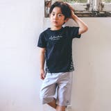 【お揃い】手書き風ロゴ総柄切り替えポンチTシャツ(80~150cm) | BeBe | 詳細画像5