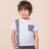 ホワイト | ギンガムチェックアシメ切り替えポケット半袖Tシャツ(90~150cm) | BeBe