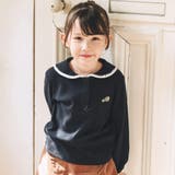 ネイビー | ハマグリステッチピーターパンカラーTシャツ(90~150cm) | BeBe