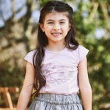 ピンク | ラインストーンハートロゴ天竺キャップスリーブTシャツ(100~160cm) | BeBe