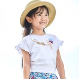 コード刺しゅうロゴ小鳥天竺フレンチスリーブTシャツ(90~160cm) | BeBe | 詳細画像1