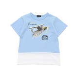 ブルー | バイカラーアニマルプリント天竺半袖Tシャツ(80~140cm) | BeBe