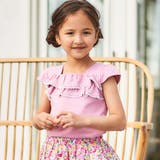 ピンク | キャップスリーブスクエアネックフリルTシャツ(90~150cm) | BeBe