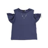 ネイビー | ソフトテレコ肩開きネックレスTシャツ(100~160cm) | BeBe