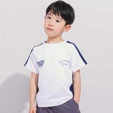 ホワイト | 異素材切り替えバックナンバリングラグラン半袖Tシャツ(90~160cm) | BeBe