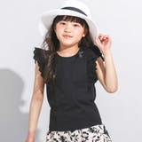 ブラック | 肩フリルレース天竺ノースリーブTシャツ(90~150cm) | BeBe