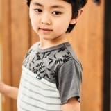 リーフ柄ボーダー切り替え天竺半袖Tシャツ(90~150cm) | BeBe | 詳細画像5 