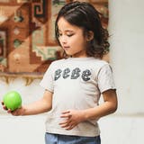 グレー | ストライプテープロゴバックネームスラブ天竺半袖Tシャツ(90~150cm) | BeBe