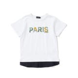オフホワイト | PARISチェックロゴレイヤード風天竺半袖Tシャツ(90~150cm) | BeBe