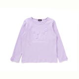 パープル | フラワーモチーフちょうちょ刺しゅうスムース長袖Tシャツ(80~150cm) | BeBe
