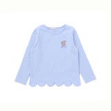 ブルー | 【抗菌防臭 UVカット】裾スカラップくま刺しゅう天竺長袖Tシャツ(90~130c… | BeBe