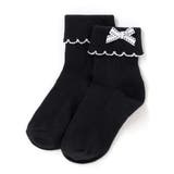 ブラック | リボンポイントスカラップ折り返しソックス(11~24cm) | BeBe