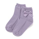 リボンモチーフケーブルラインクルーソックス(11~24cm) | BeBe | 詳細画像1 