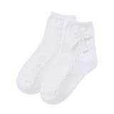 ホワイト | リボンモチーフケーブルラインクルーソックス(11~24cm) | BeBe