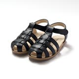 ブラック | ロゴ型押しストラップカメサンダル(13~19cm) | BeBe