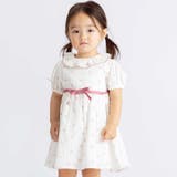 【お揃い】花柄フリルカラーパフスリーブワンピース(80~100cm) | BeBe | 詳細画像1 