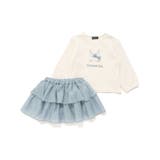 グリーン | Lapinプリント長袖Tシャツ+インナーパンツ付きフリルスカート 2点セット | BeBe