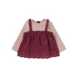 ボルドー | シャツコールビスチェ+ドット長袖Tシャツセット(90~100cm) | BeBe