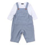 スラブ天竺肘パッチ長袖Tシャツ+オーバーオールセット(80~90cm) | BeBe | 詳細画像1 