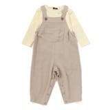 ブラウン | スラブ天竺肘パッチ長袖Tシャツ+オーバーオールセット(80~90cm) | BeBe