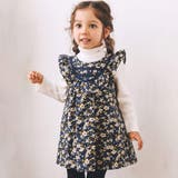 ネイビー系 | 【お揃い】シャツコールフラワープリントヨークフリルワンピース(80~90cm) | BeBe