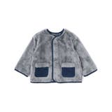 グレー | ボア裏ボーダーノーカラーコート(90~100cm) | BeBe