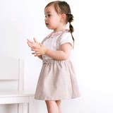 【お揃い】フラワープリントスカラップ襟半袖針抜きTシャツ(80~100cm) | BeBe | 詳細画像3