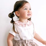 【お揃い】フラワープリントスカラップ襟半袖針抜きTシャツ(80~100cm) | BeBe | 詳細画像4