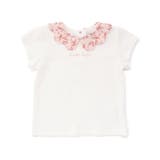 オフホワイト | 【お揃い】フラワープリントスカラップ襟半袖針抜きTシャツ(80~100cm) | BeBe