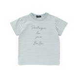 ボーダー天竺ステッチ刺しゅうロゴ半袖Tシャツ(80~100cm) | BeBe | 詳細画像1 