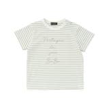 グリーン系 | ボーダー天竺ステッチ刺しゅうロゴ半袖Tシャツ(80~100cm) | BeBe
