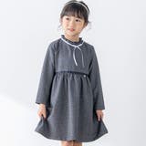 【お揃い】リボン付きチェック無地ワンピース(110~130cm) | BeBe Petits Pois Vert | 詳細画像1
