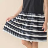 【お揃い】天竺+マルチボーダー半袖ワンピース(95~150cm) | BeBe Petits Pois Vert | 詳細画像10