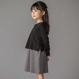 【店舗限定】重ね着風配色ポンチ長袖ワンピース(95~150cm) | BeBe Petits Pois Vert | 詳細画像1 