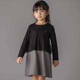 【店舗限定】重ね着風配色ポンチ長袖ワンピース(95~150cm) | BeBe Petits Pois Vert | 詳細画像4 