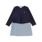 【店舗限定】重ね着風配色ポンチ長袖ワンピース(95~150cm) | BeBe Petits Pois Vert | 詳細画像8 