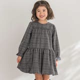 【店舗限定】チェックバルーン長袖ワンピース(95~150cm) | BeBe Petits Pois Vert | 詳細画像1 
