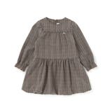 ブラウン系 | 【店舗限定】チェックバルーン長袖ワンピース(95~150cm) | BeBe Petits Pois Vert