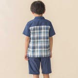 チェック&無地切り替え半袖シャツ+ハーフパンツセットアップ(95~150cm) | BeBe Petits Pois Vert | 詳細画像3